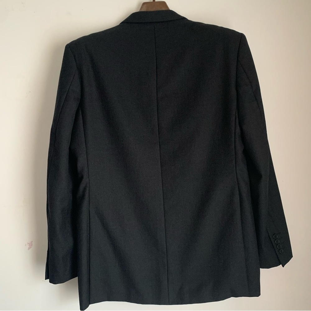 Aquascutum Men's Suit Jacket Blazer Dark Grey / Black Lined Wool Size 40R - Picture 4 of 11